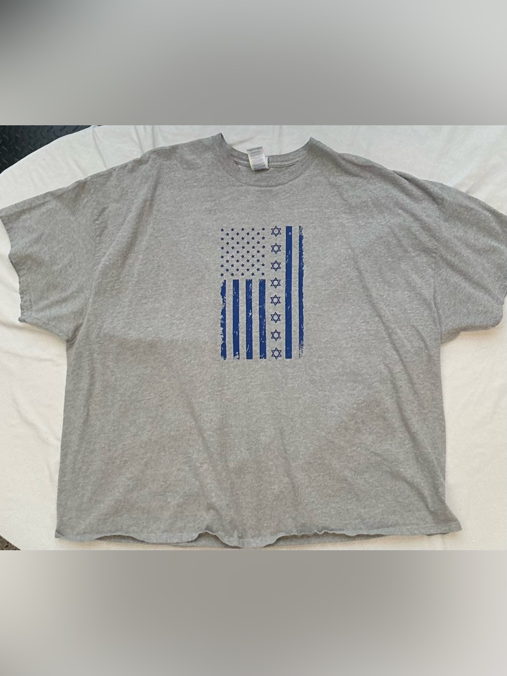 Men's Gray Israeli Flag - USA Flay - Jewish Graphic T-Shirt